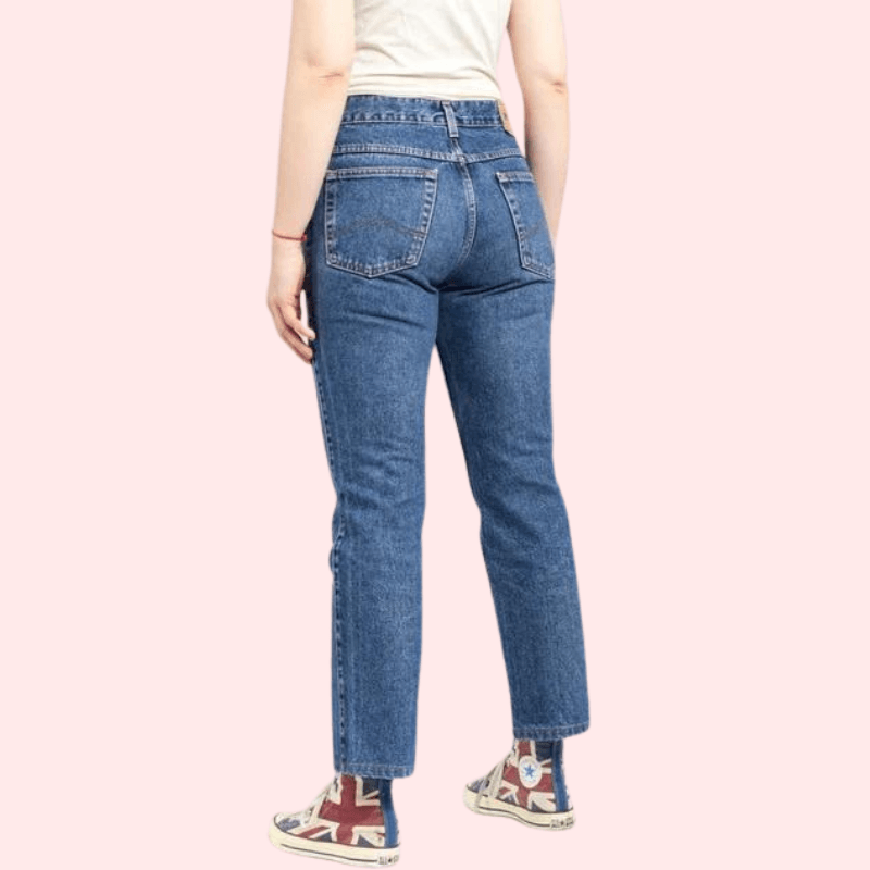 Women's 90s Blue Denim Straight Leg Jeans - MYLUXURY LANE ENTERPRISE